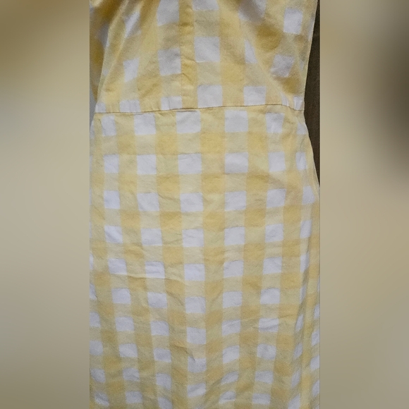 MANGO Gingham Check Bow Mini Thin Strap Dress In Butter Yellow/white. Size SM - Picture 11 of 16